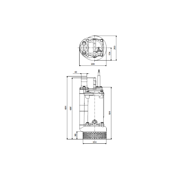 Дренажный погружной канализационный насос Grundfos для канализаций DWK.O.10.80.37.5.0D.R артикул 96922729 – габаритный чертеж