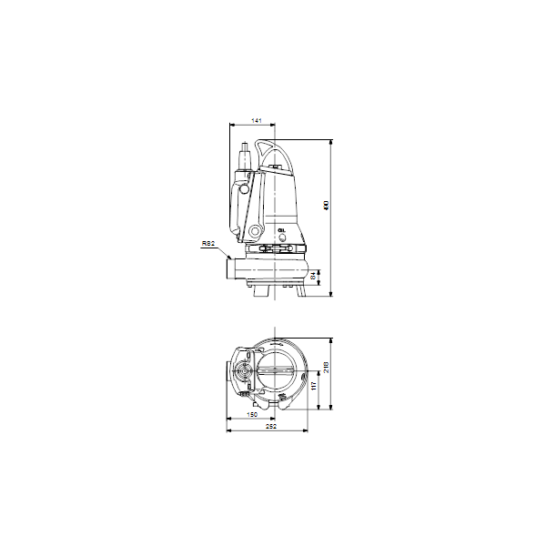 Дренажный погружной канализационный насос Grundfos для канализаций EF30.50.06.E.EX.2.1.502 артикул 96877512 – габаритный чертеж