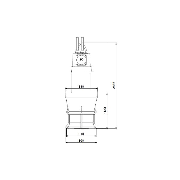 Дренажный погружной насос Grundfos для канализаций и водозабора KPL.1000.160.8.T.50.9.L.40 артикул 99265537 – габаритный чертеж