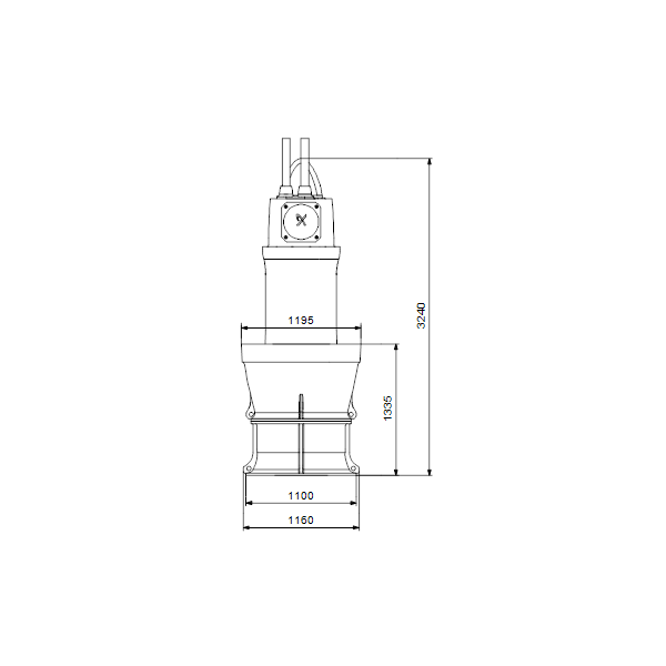 Дренажный погружной насос Grundfos для канализаций и водозабора KPL.1200.250.12.T.50.21.L.40 артикул 99265655 – габаритный чертеж