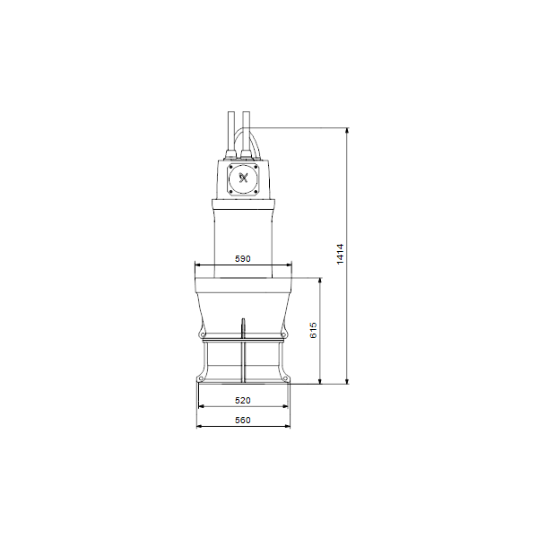 Дренажный погружной насос Grundfos для канализаций и водозабора KPL.600.19.6.T.50.17.E.40 артикул 99265737 – габаритный чертеж