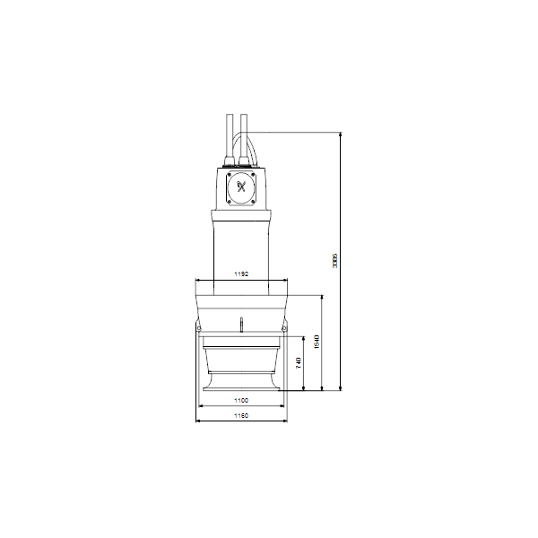 Дренажный погружной насос Grundfos для канализаций и водозабора KWM.1200.350.8.T.50.740.M.40 артикул 99301608 – габаритный чертеж