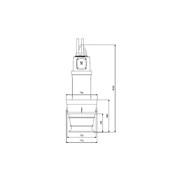 Дренажный погружной насос Grundfos для канализаций и водозабора KWM.800.132.6.T.50.500.M.40 артикул 99301550 – габаритный чертеж