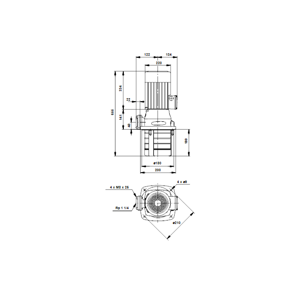 Полупогружной насос Grundfos MTH 12-60/5 A-W-A-AUUV артикул 45942565 – габаритный чертеж