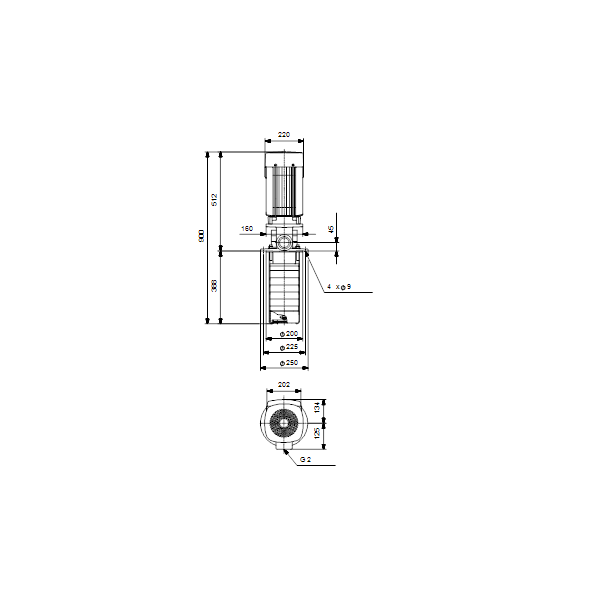 Полупогружной насос Grundfos MTR 10-10/10 A-W-I-HUUV артикул 96519972 – габаритный чертеж