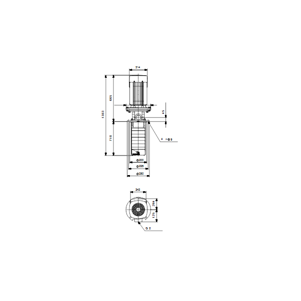 Полупогружной насос Grundfos MTR 15-14/14 A-W-I-HUUV артикул 96520071 – габаритный чертеж