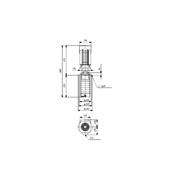 Полупогружной насос Grundfos MTR 15-3/3 A-W-A-HUUV артикул 96515464 – габаритный чертеж