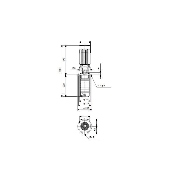 Полупогружной насос Grundfos MTR 15-3/3 A-W-I-HUUV артикул 96520150 – габаритный чертеж