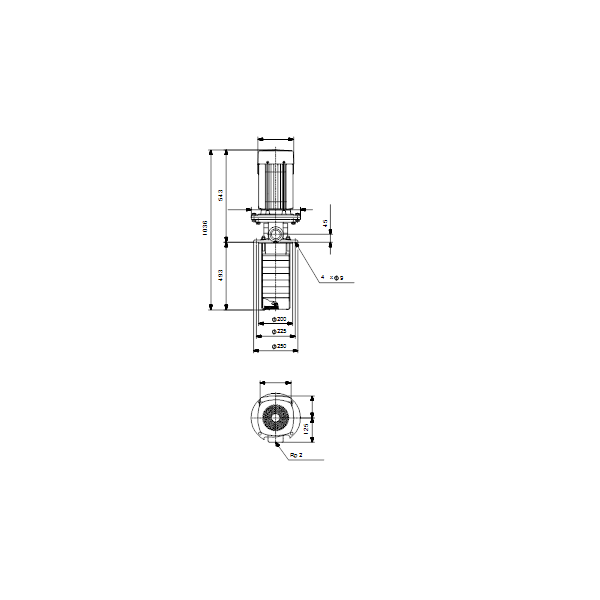 Полупогружной насос Grundfos MTR 15-9/9 A-W-I-HUUV артикул 96520156 – габаритный чертеж