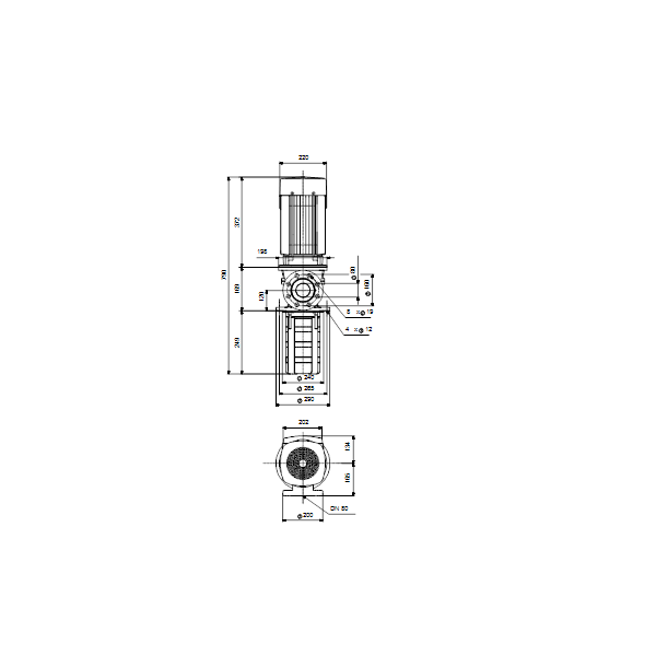 Полупогружной насос Grundfos MTR 64-2/1-1 A-F-A-HUUV артикул 96429691 – габаритный чертеж