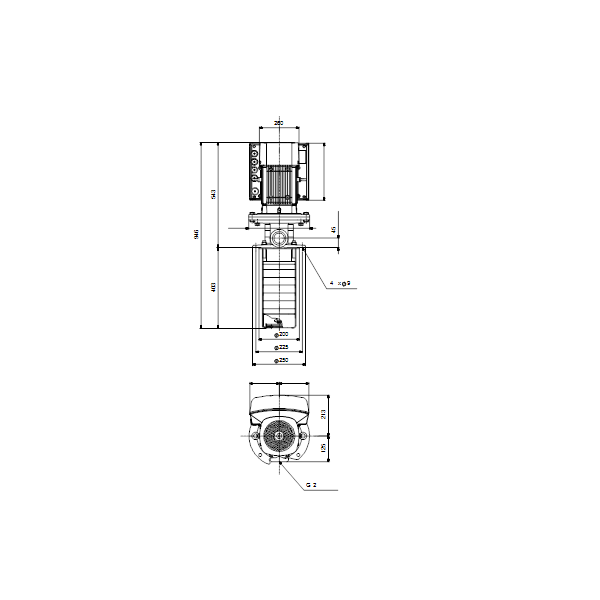 Полупогружной насос Grundfos MTRE 20-7/7 A-W-A-HUUV артикул 96520420 – габаритный чертеж