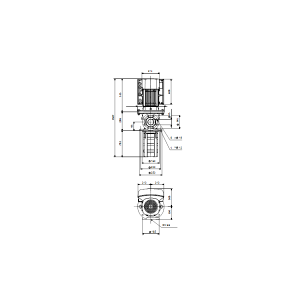 Полупогружной насос Grundfos MTRE 32-10/10 A-F-A-HUUV артикул 96550037 – габаритный чертеж