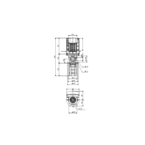 Полупогружной насос Grundfos MTRE 64-2/1 A-F-A-HUUV артикул 96550064 – габаритный чертеж