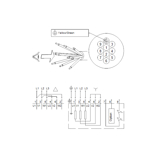 Погружной канализационный насос Grundfos SEV.80.100.75.A.2.51D артикул 96780708 – схема подключения