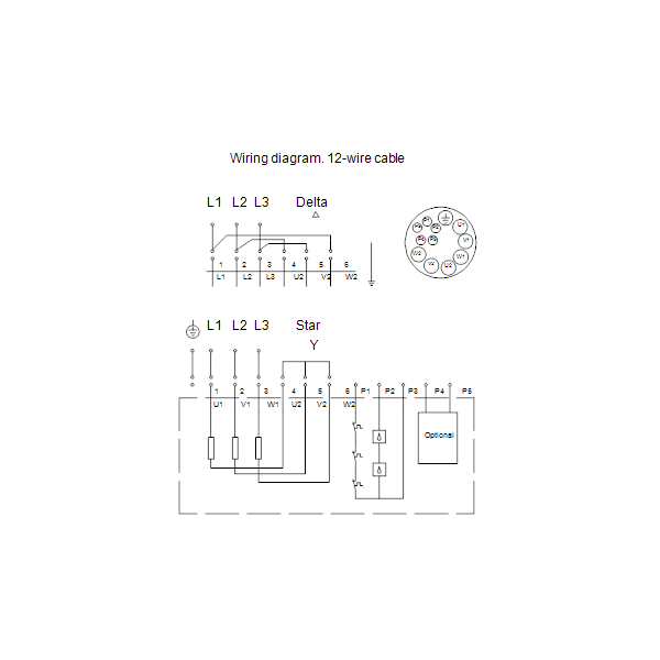 Погружной канализационный насос Grundfos SE1.110.200.110.4.52M.C.Q.EX.51D артикул 99412011 – схема подключения