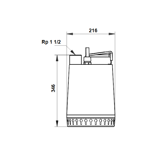 Погружной дренажный канализационный насос Grundfos Unilift AP 12.40.08.1 артикул 96001869 – габаритный чертеж