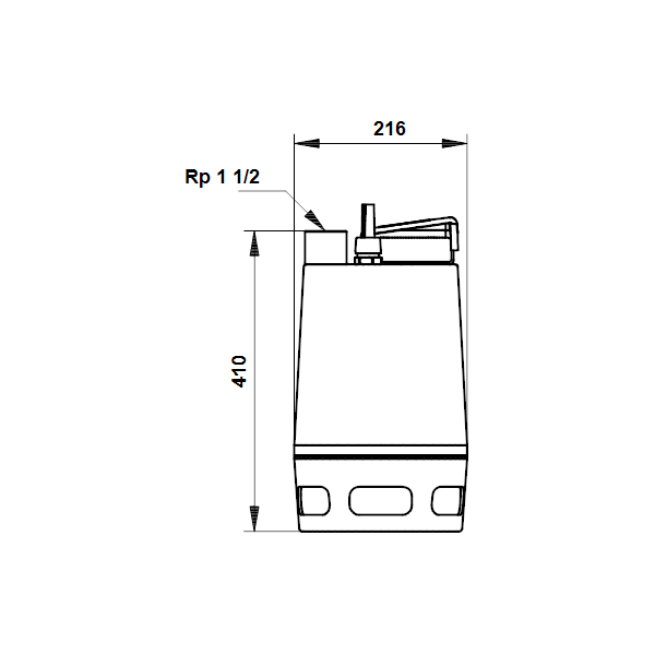 Погружной дренажный канализационный насос Grundfos Unilift AP 35.40.08.A1.V артикул 96010983 – габаритный чертеж