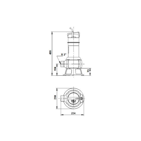 Погружной дренажный канализационный насос Grundfos Unilift AP 35B.50.08.1.V артикул 96004575 – габаритный чертеж