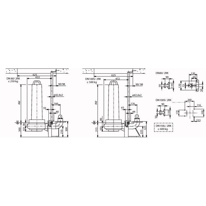 Габаритный чертеж насоса Wilo EMU FA 08.73W-150+T20.1-2/22G-DK