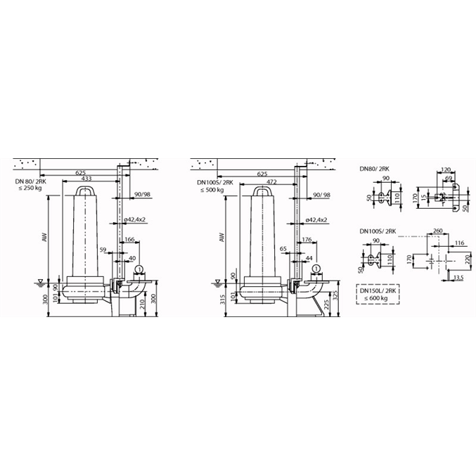 Габаритный чертеж насоса Wilo EMU FA 08.73W-160+T20.1-2/22G-DK