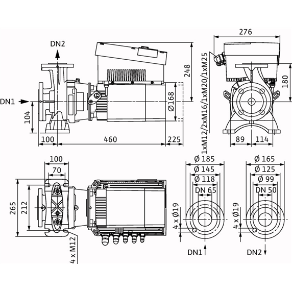 Габаритный чертеж насоса Wilo STRATOS GIGA B 50/1-17/1,9-R1
