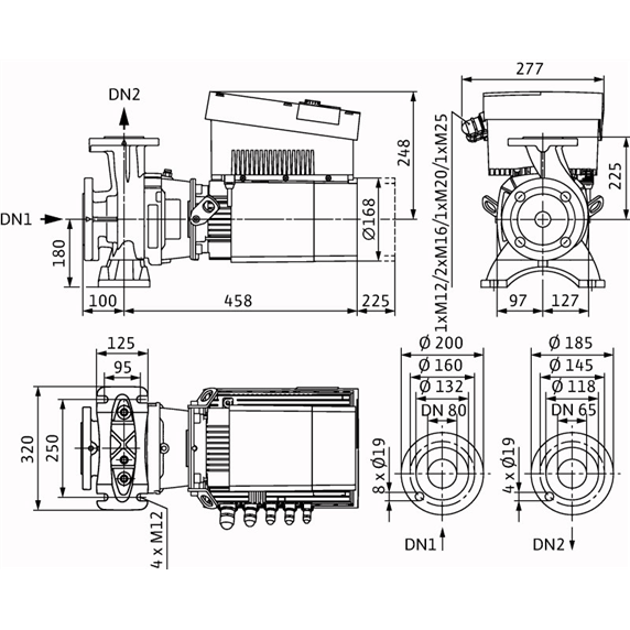 Габаритный чертеж насоса Wilo STRATOS GIGA B 65/1-18/1,9-R1