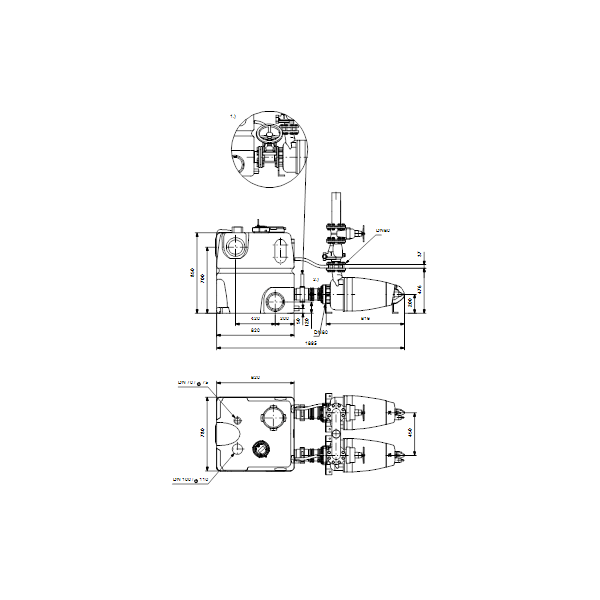 Насосная станция Grundfos Multilift MDV.80.80.60.2.51D/450.SE артикул 96776520 – габаритный чертеж